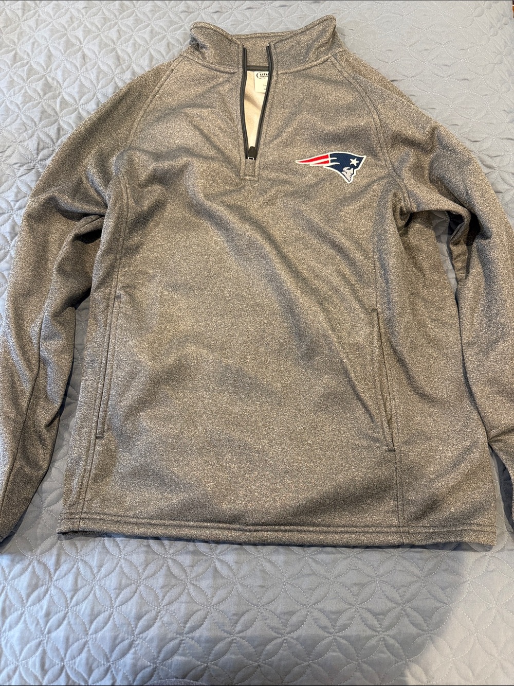 New England Patriots Gray Quarter-Zip Pullover Sweatshirt